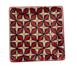 Yokohama Studio Plate Hand Painted Raised Relief Tea / Snack Plate Boho Decor